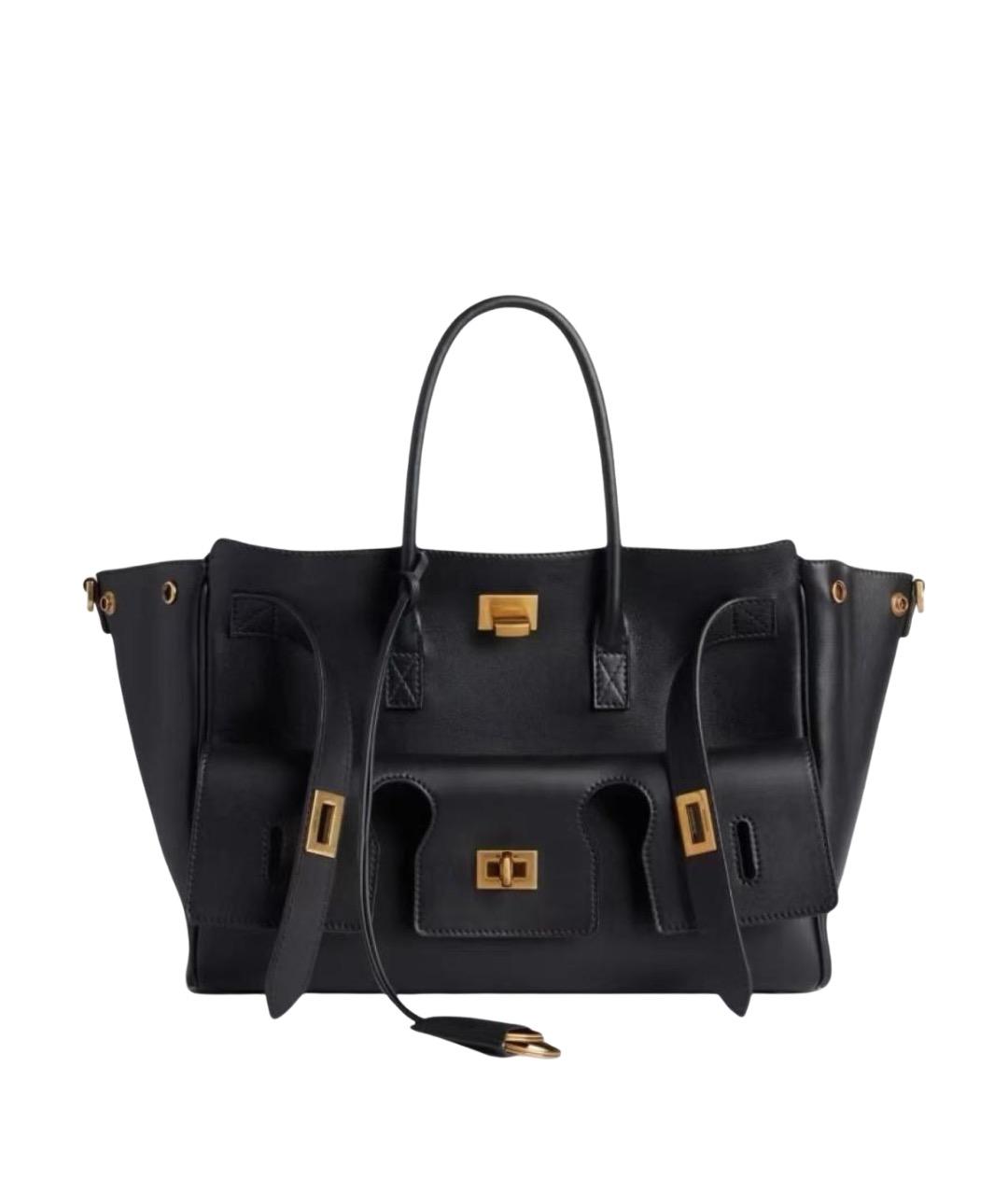 BALENCIAGA Черная кожаная сумка с короткими ручками, фото 1
