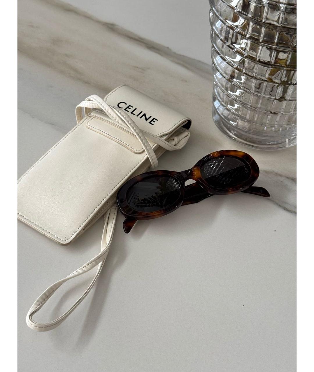 CELINE Коричневые пластиковые солнцезащитные очки, фото 3