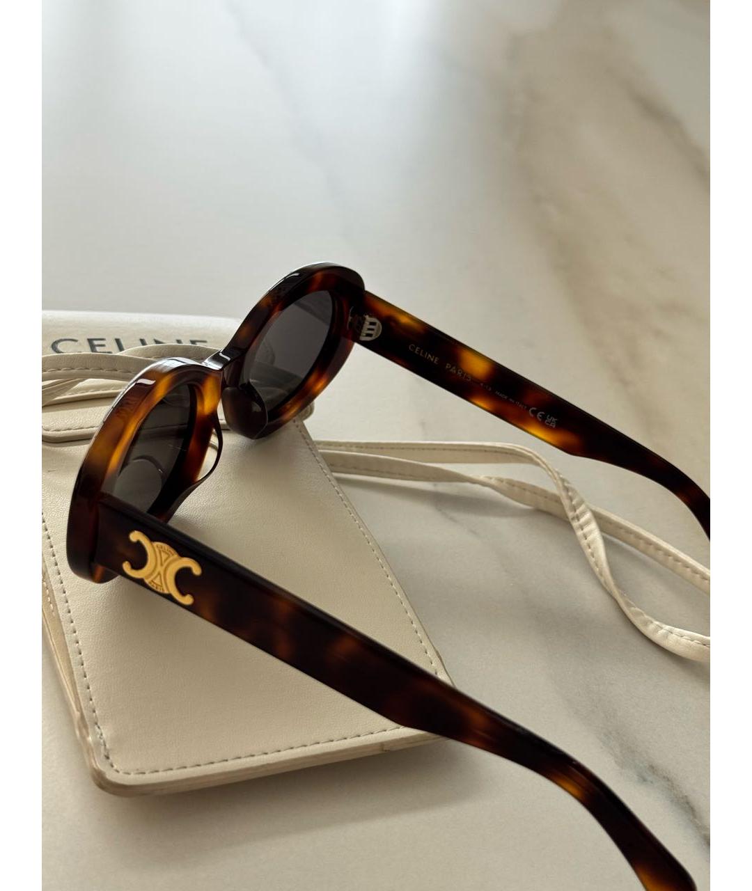 CELINE Коричневые пластиковые солнцезащитные очки, фото 2