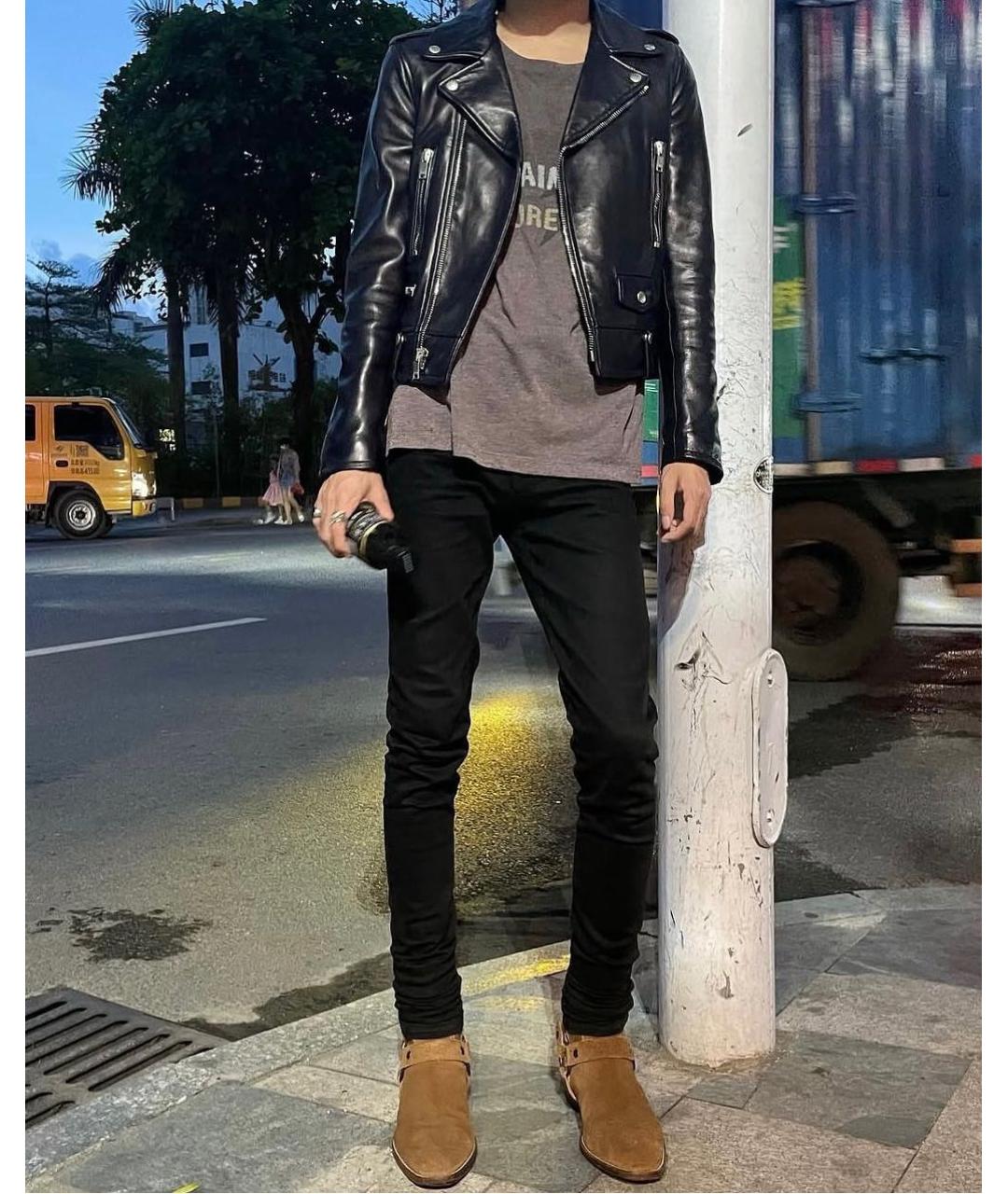 SAINT LAURENT Черная кожаная куртка, фото 7