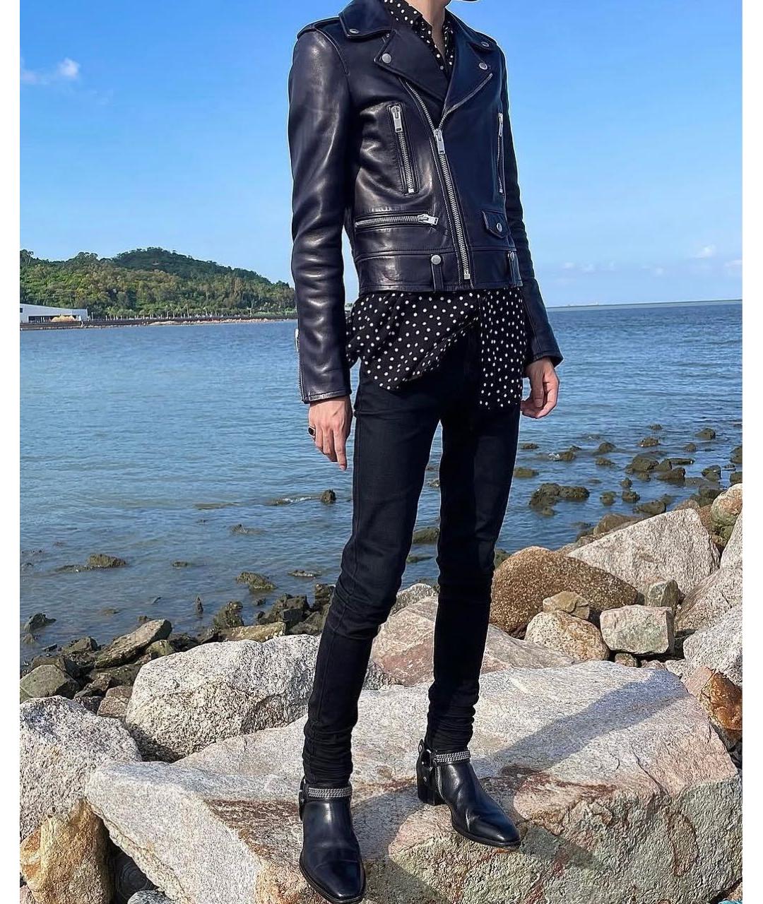 SAINT LAURENT Черная кожаная куртка, фото 8