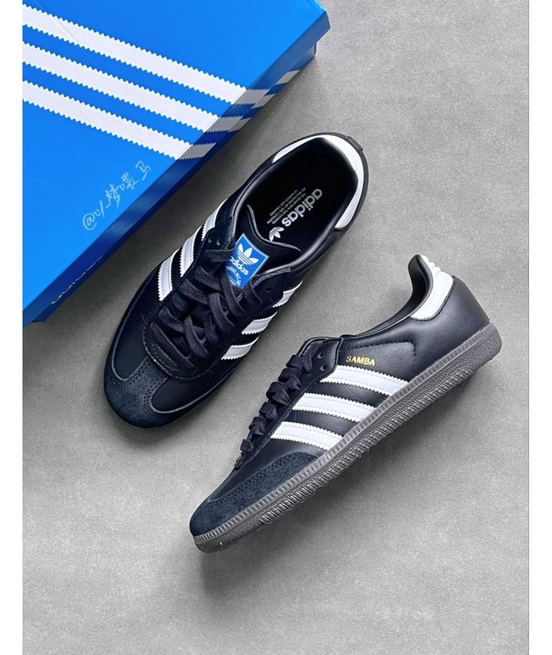 ADIDAS Черные кожаные кроссовки, фото 2