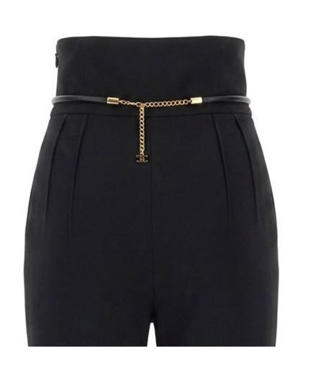 ELISABETTA FRANCHI Черные хлопковые прямые брюки, фото 4