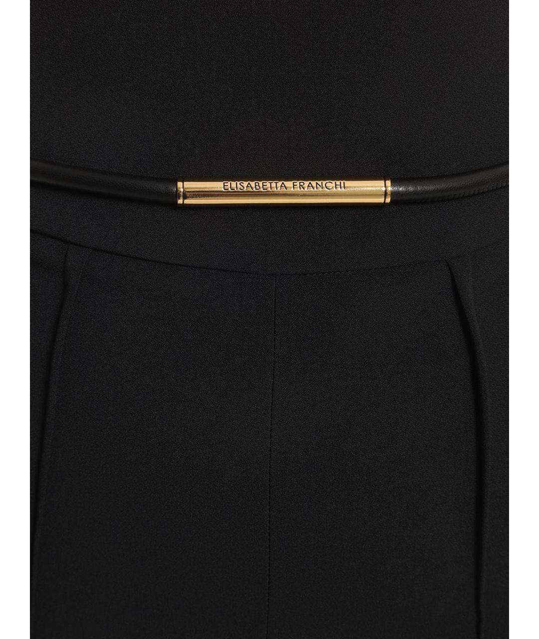 ELISABETTA FRANCHI Черные хлопковые прямые брюки, фото 3