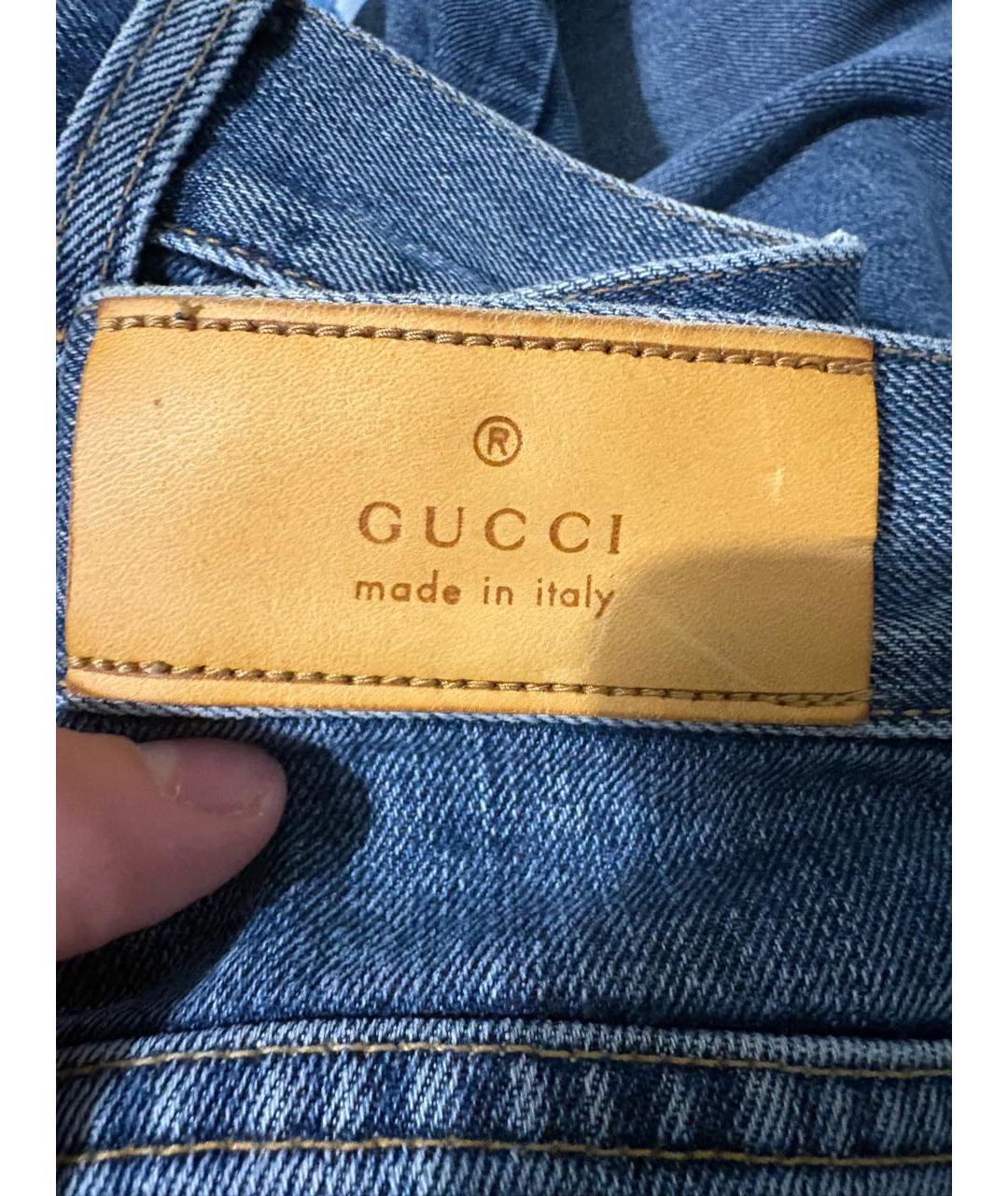 GUCCI Темно-синие хлопковые джинсы, фото 5