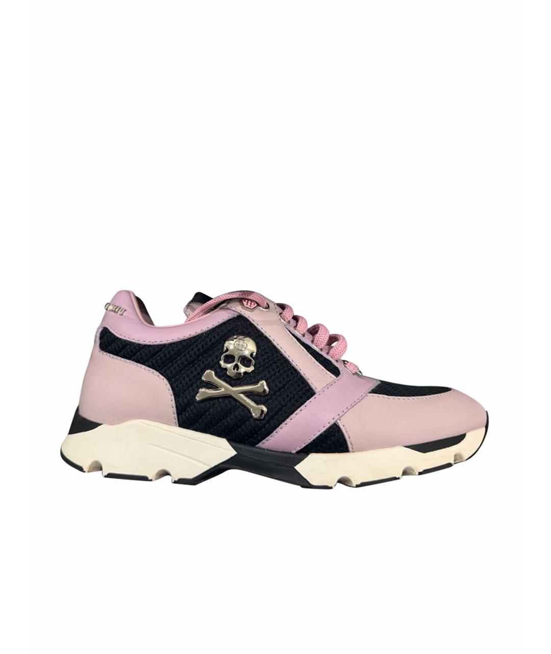 PHILIPP PLEIN Розовые кожаные кроссовки, фото 1