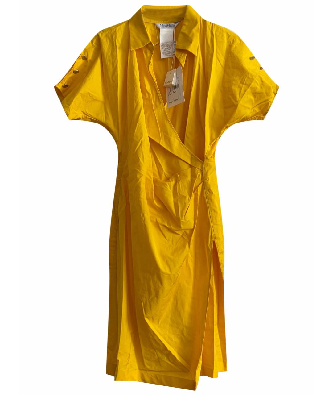 MAX MARA Желтое хлопковое повседневное платье, фото 1