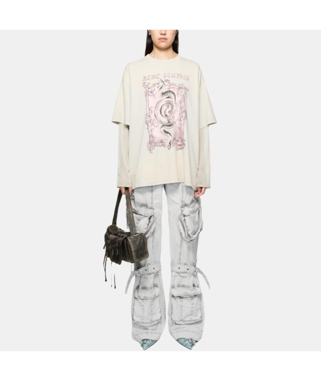 ACNE STUDIOS Белые хлопковые прямые джинсы, фото 4