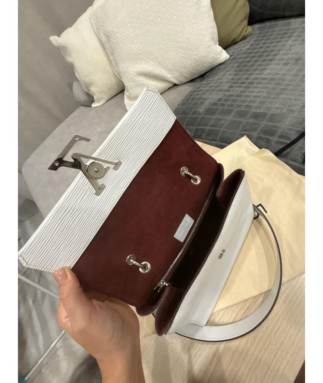 LOUIS VUITTON Белая кожаная сумка через плечо, фото 4