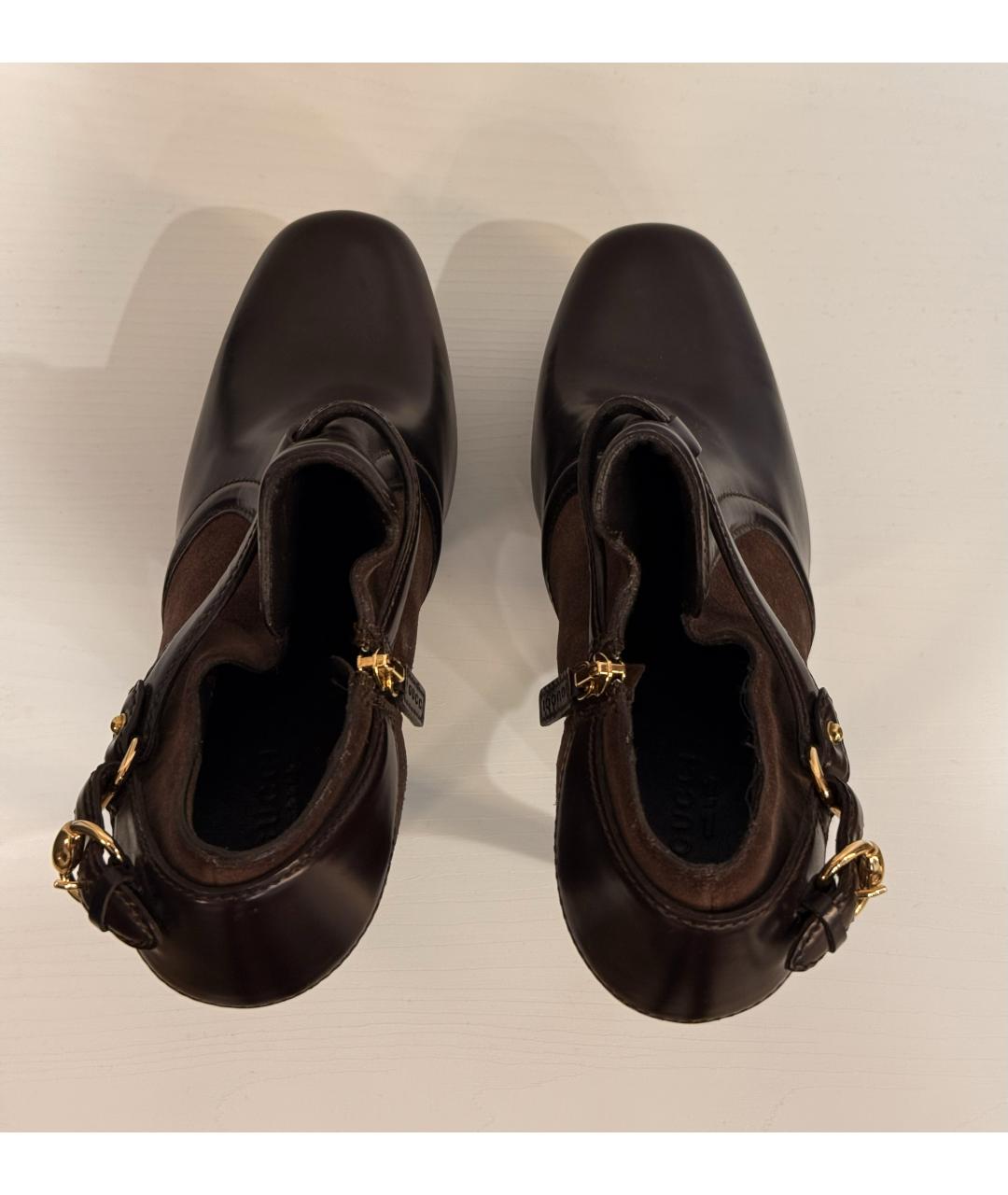 GUCCI Коричневые кожаные ботильоны, фото 3