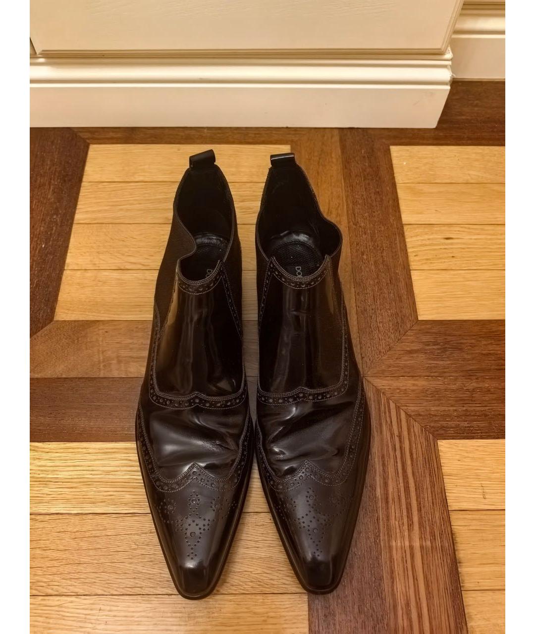 DOLCE&GABBANA Черные низкие ботинки из лакированной кожи, фото 2