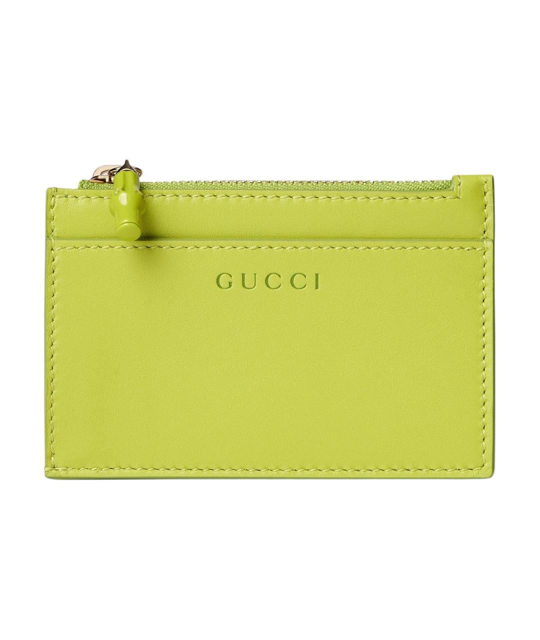 GUCCI Зеленый кожаный кардхолдер, фото 1