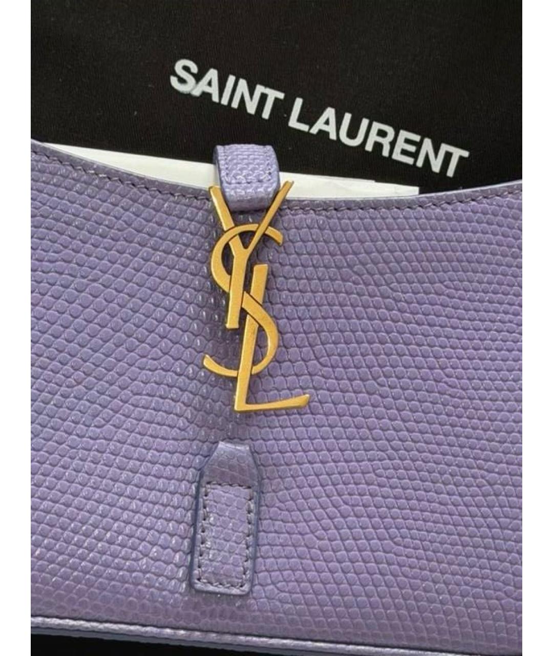 SAINT LAURENT Фиолетовая сумка с короткими ручками из экзотической кожи, фото 6