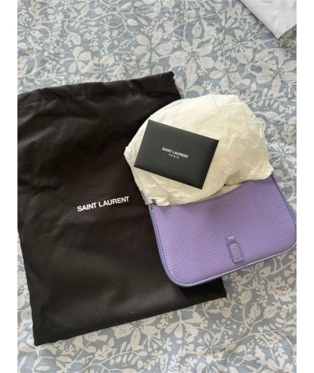 SAINT LAURENT Фиолетовая сумка с короткими ручками из экзотической кожи, фото 7
