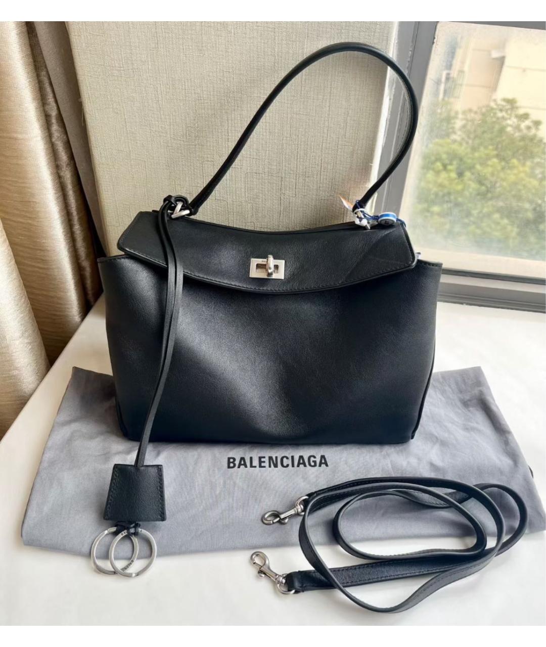 BALENCIAGA Черная кожаная сумка через плечо, фото 2