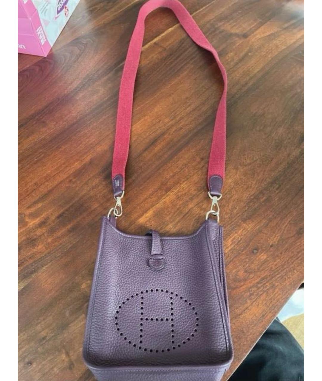 HERMES Фиолетовая кожаная сумка через плечо, фото 2