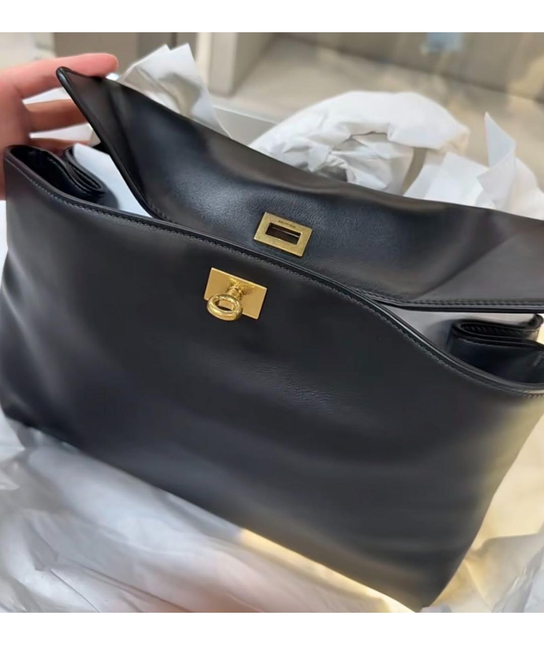 BALENCIAGA Черная кожаная сумка через плечо, фото 4