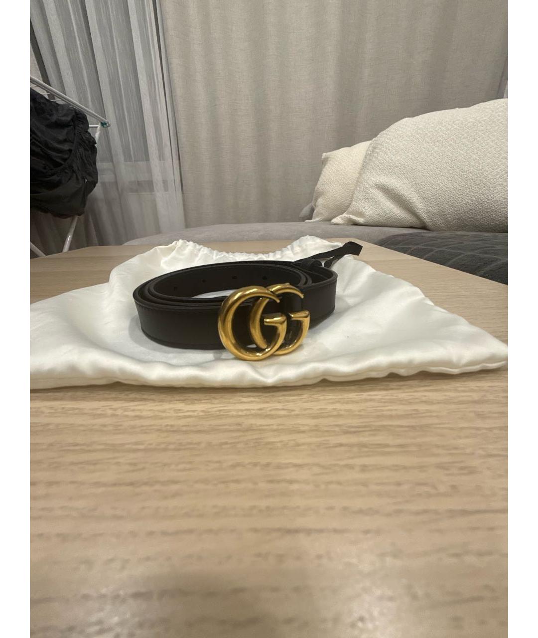 GUCCI Черный кожаный ремень, фото 5
