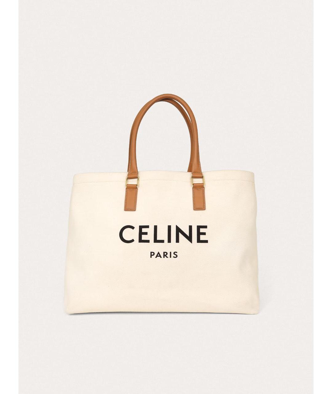 CELINE Белая тканевая сумка тоут, фото 8