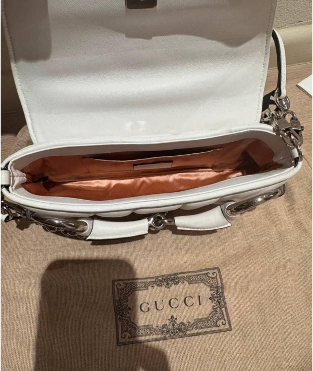 GUCCI Белая кожаная сумка через плечо, фото 5