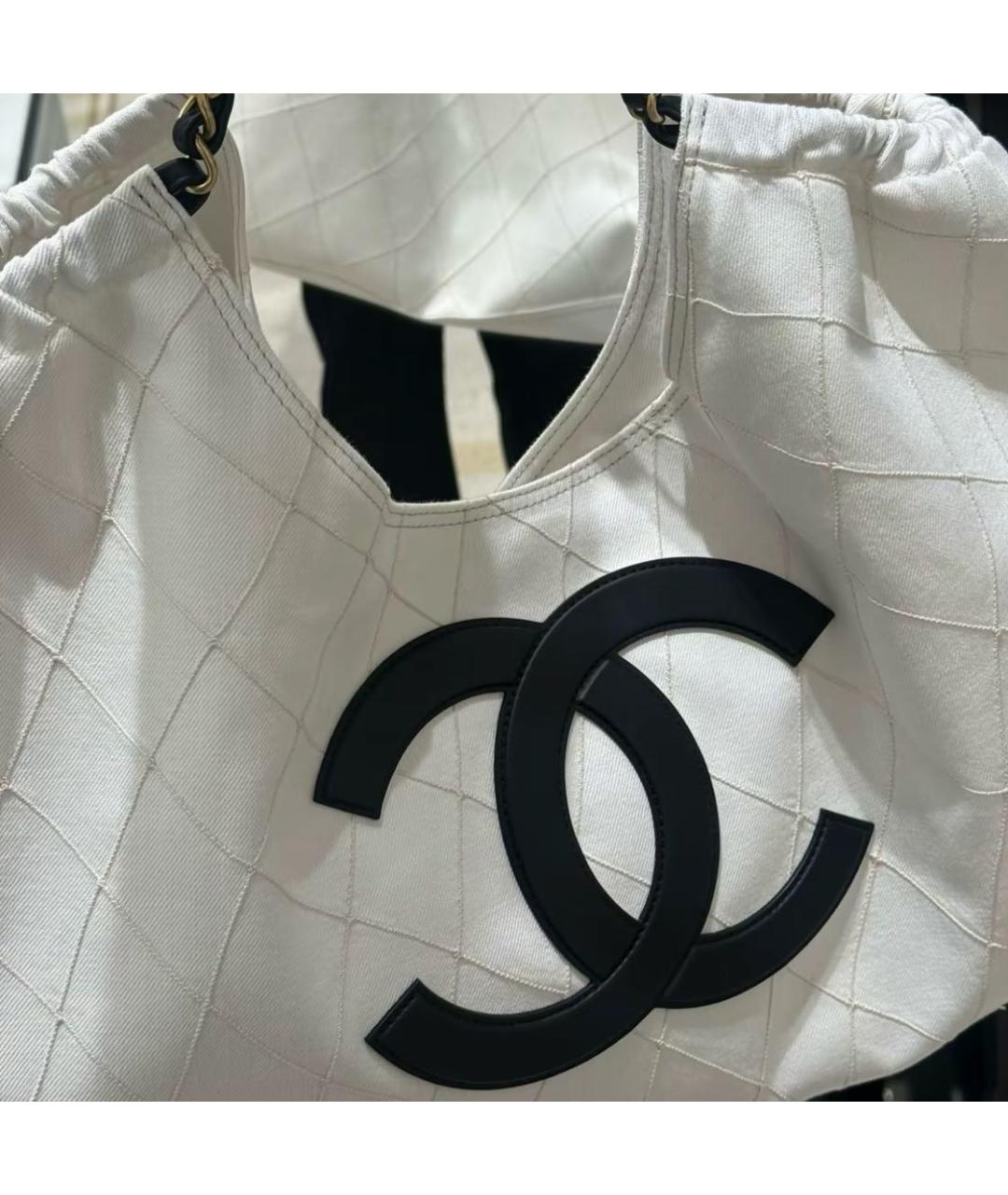 CHANEL Белая деним сумка тоут, фото 6