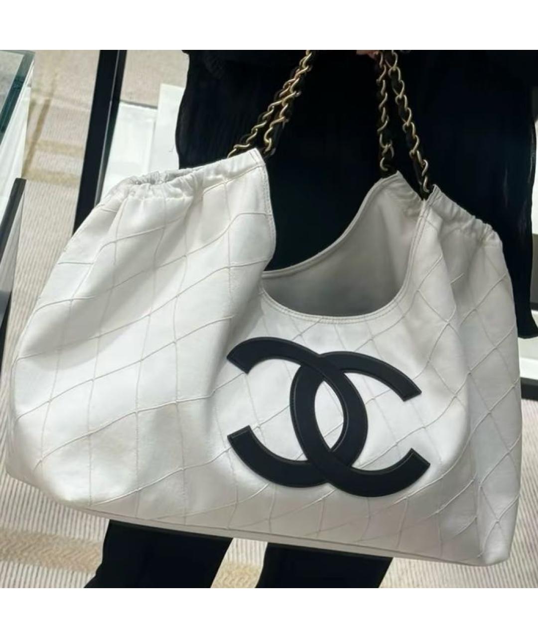 CHANEL Белая деним сумка тоут, фото 5