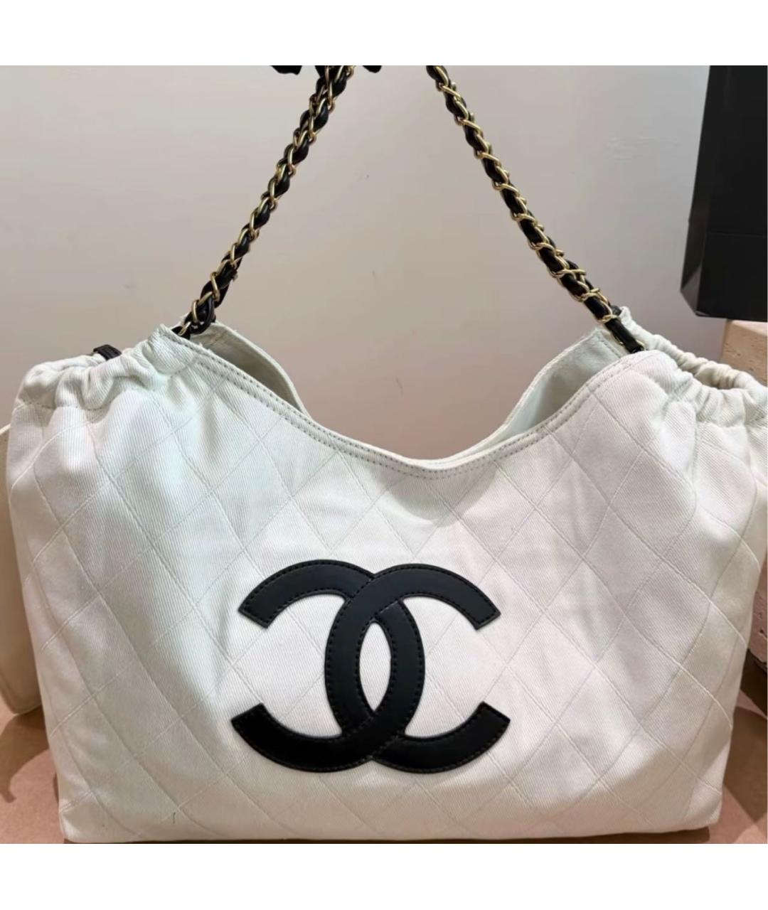 CHANEL Белая деним сумка тоут, фото 4