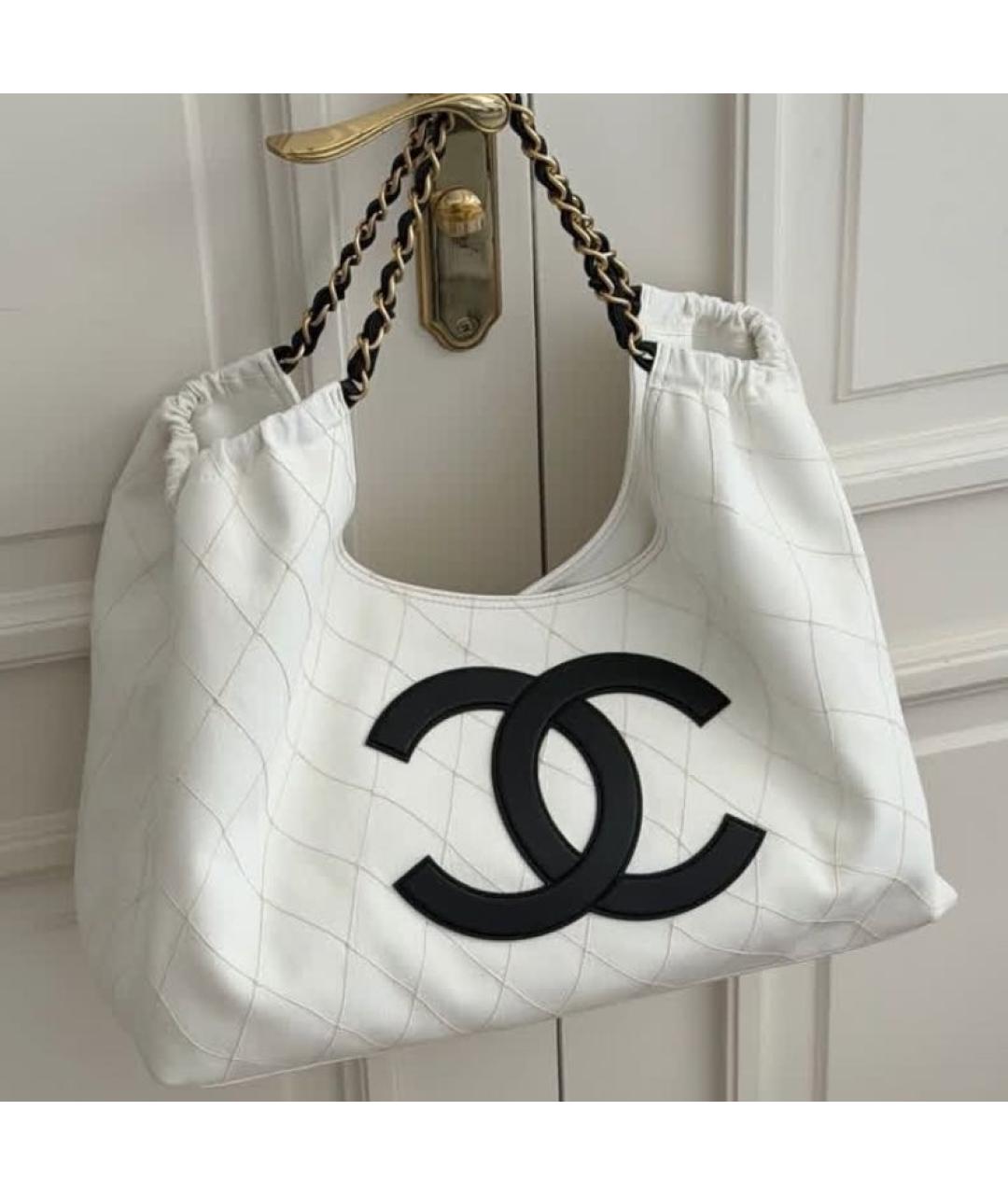 CHANEL Белая деним сумка тоут, фото 7