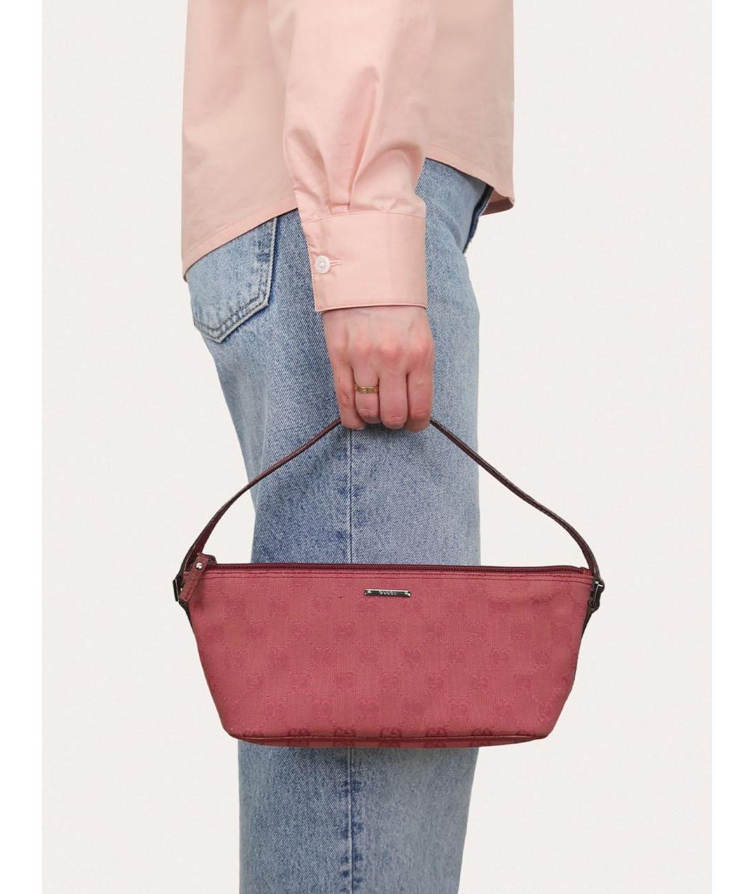 GUCCI Розовая тканевая сумка с короткими ручками, фото 8