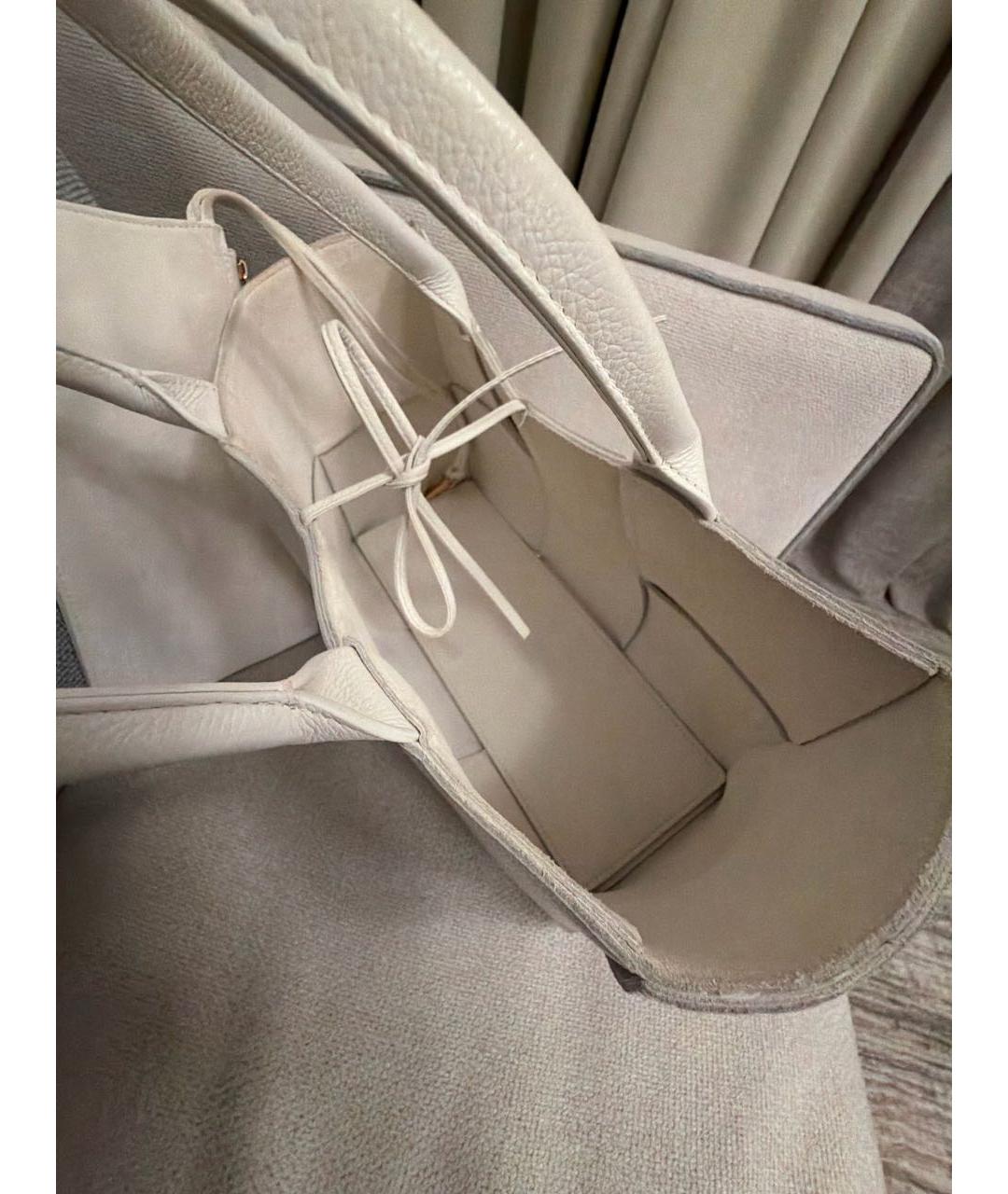 BOTTEGA VENETA Белая кожаная сумка тоут, фото 4
