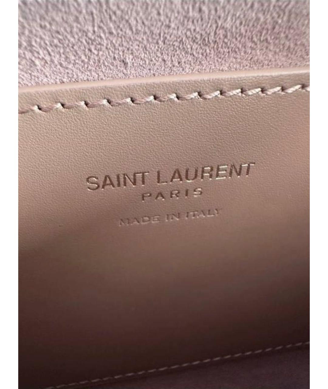 SAINT LAURENT Бежевая кожаная сумка через плечо, фото 7