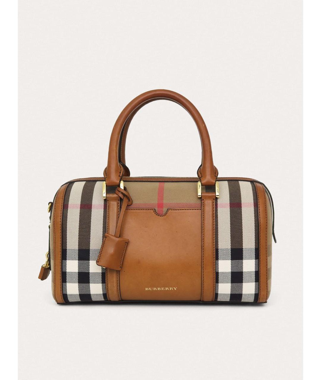BURBERRY Коричневая кожаная сумка с короткими ручками, фото 9