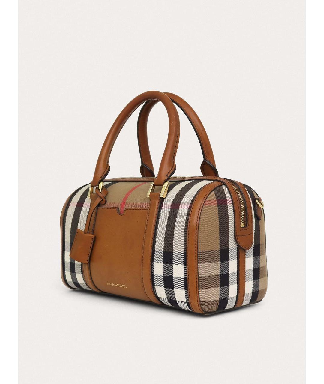 BURBERRY Коричневая кожаная сумка с короткими ручками, фото 2