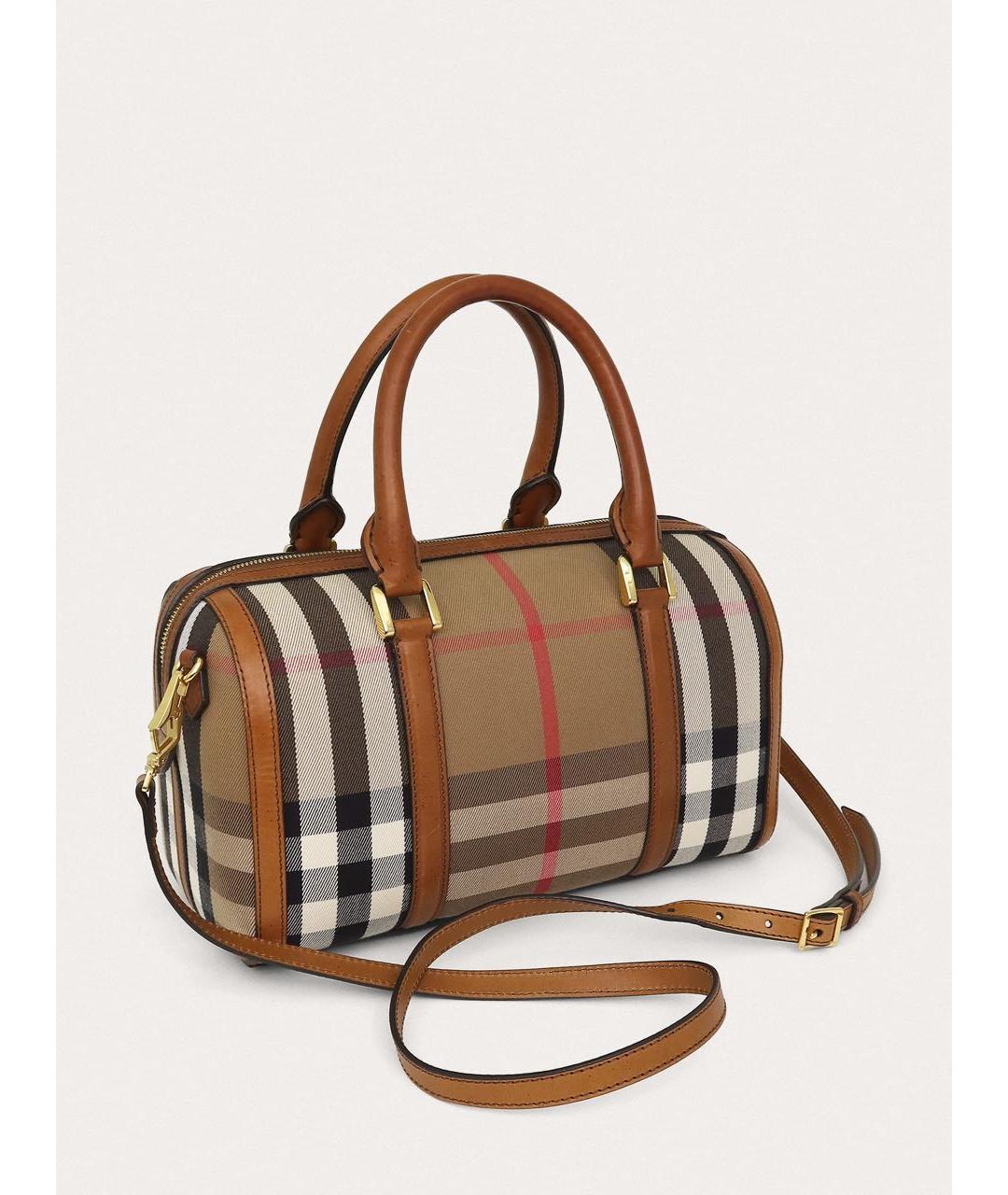 BURBERRY Коричневая кожаная сумка с короткими ручками, фото 3