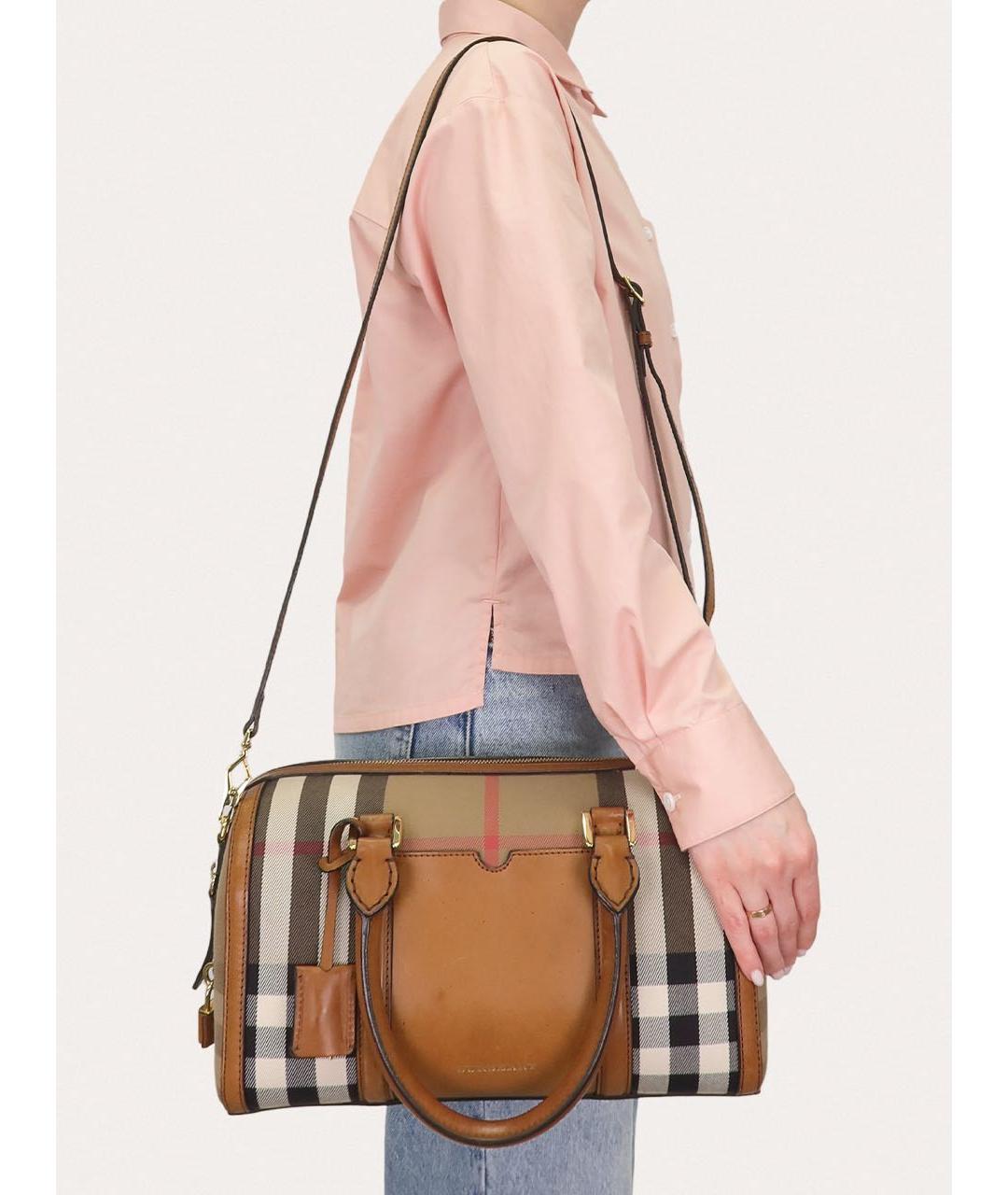 BURBERRY Коричневая кожаная сумка с короткими ручками, фото 8
