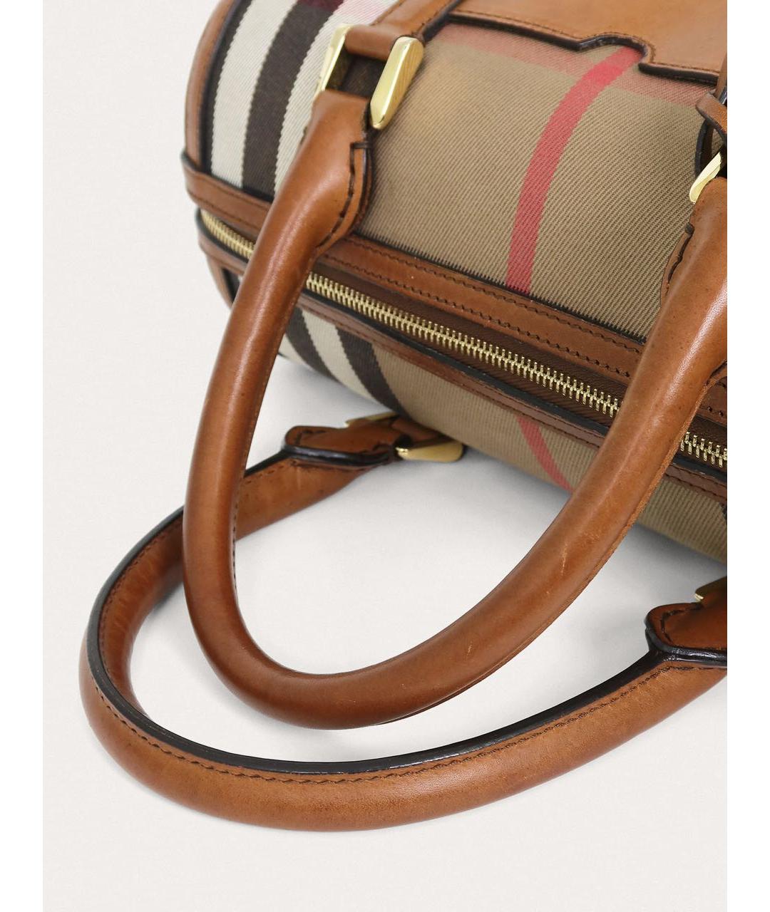 BURBERRY Коричневая кожаная сумка с короткими ручками, фото 5