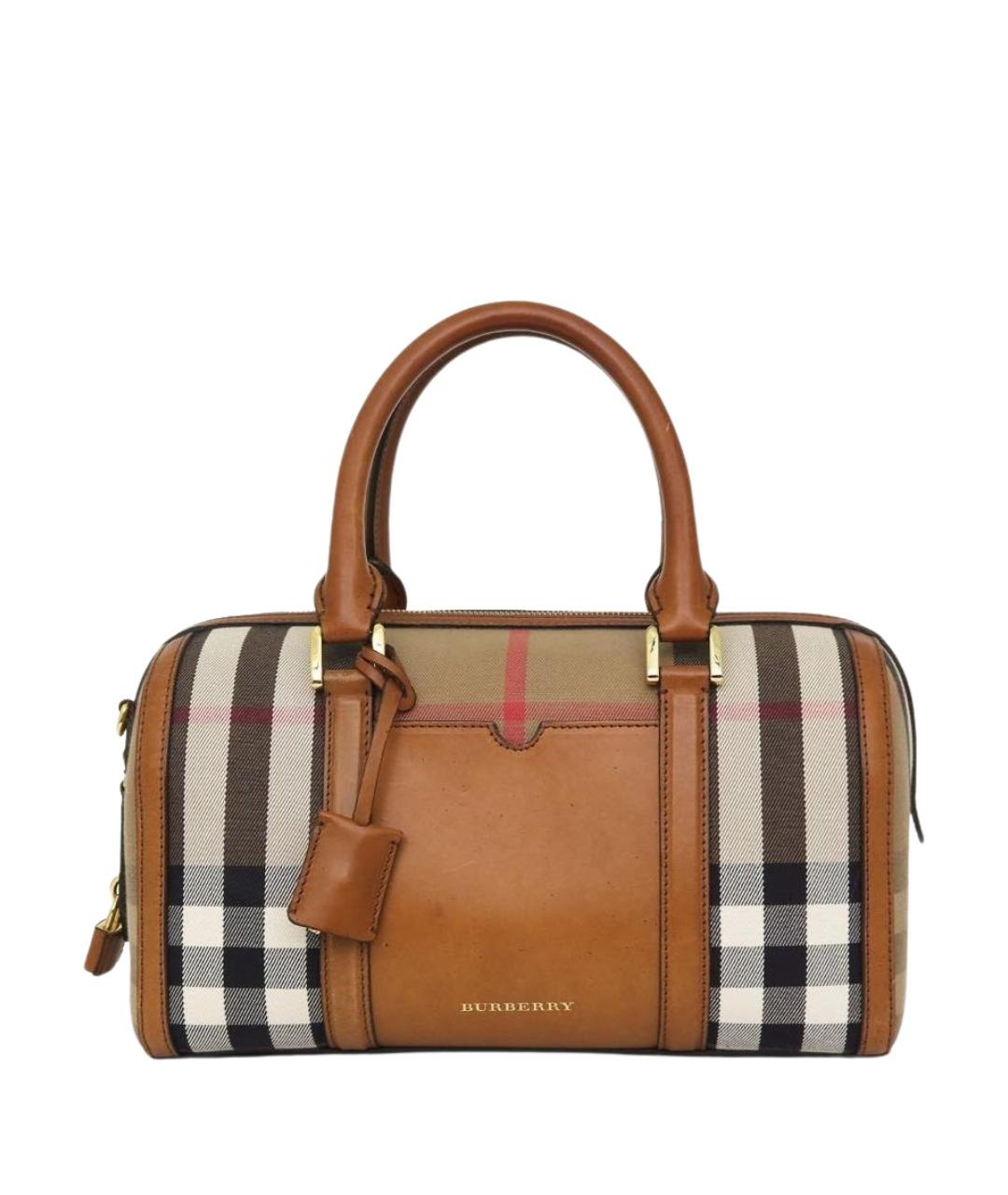 BURBERRY Коричневая кожаная сумка с короткими ручками, фото 1