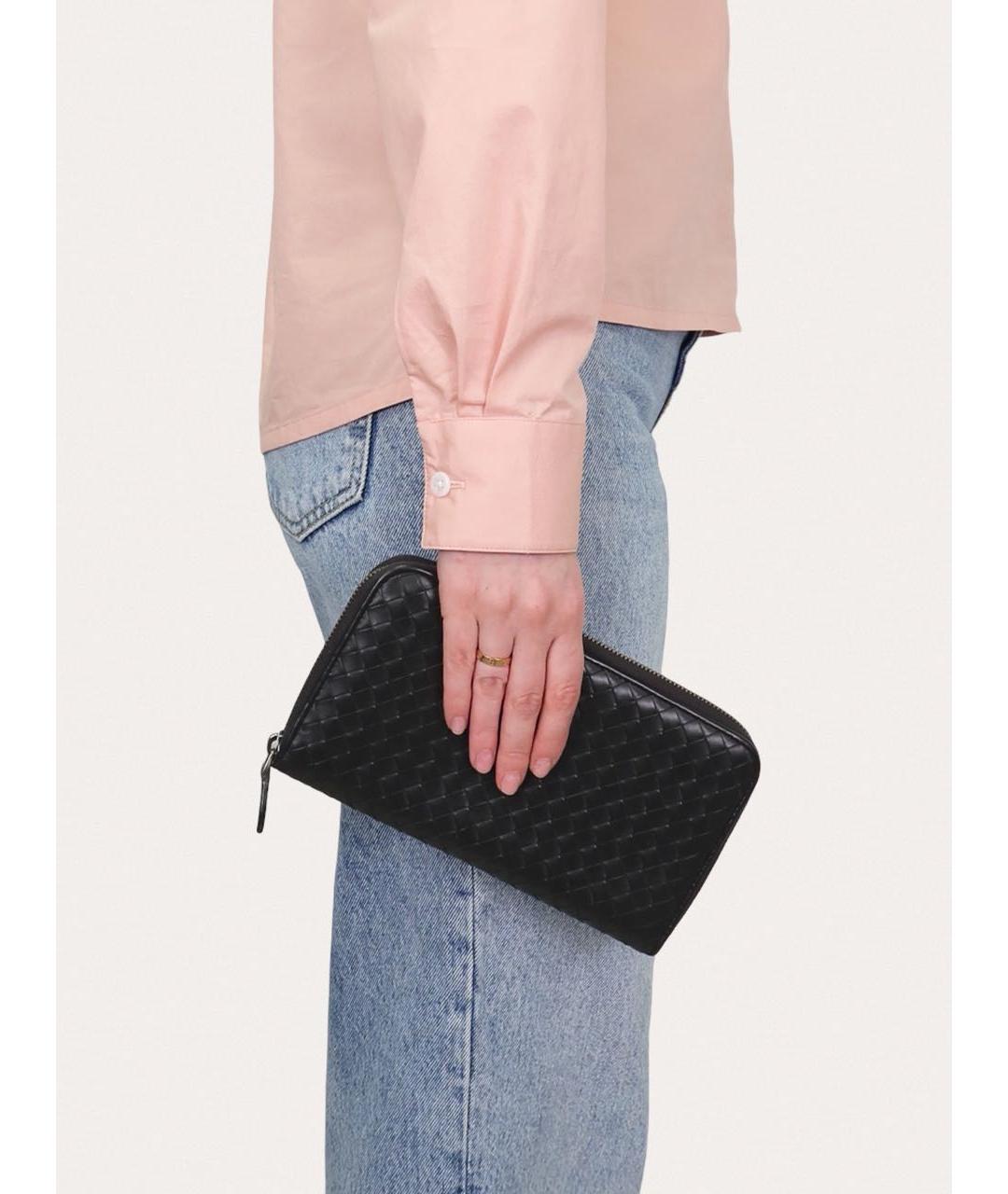 BOTTEGA VENETA Черный кожаный кошелек, фото 8