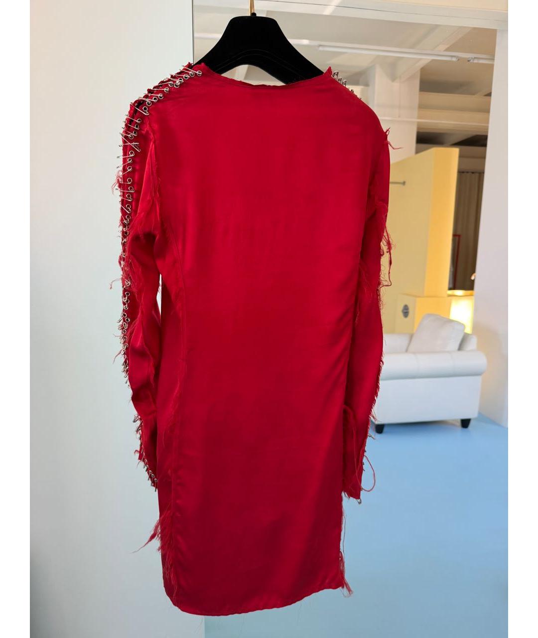 BALMAIN Красное шелковое коктейльное платье, фото 2