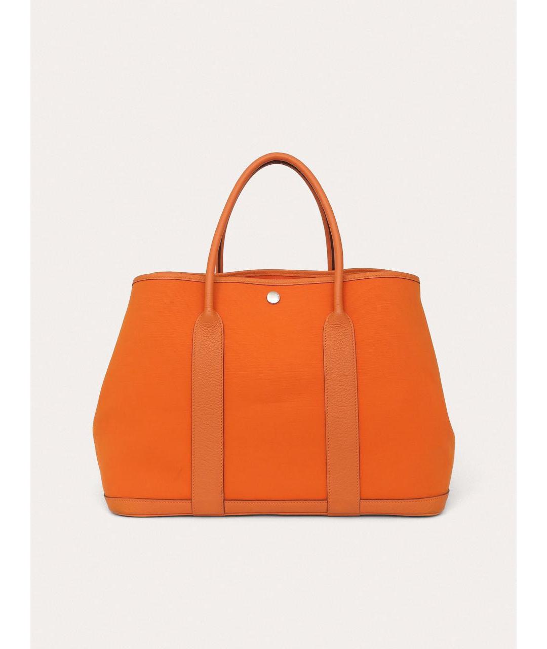 HERMES Оранжевая тканевая сумка тоут, фото 3