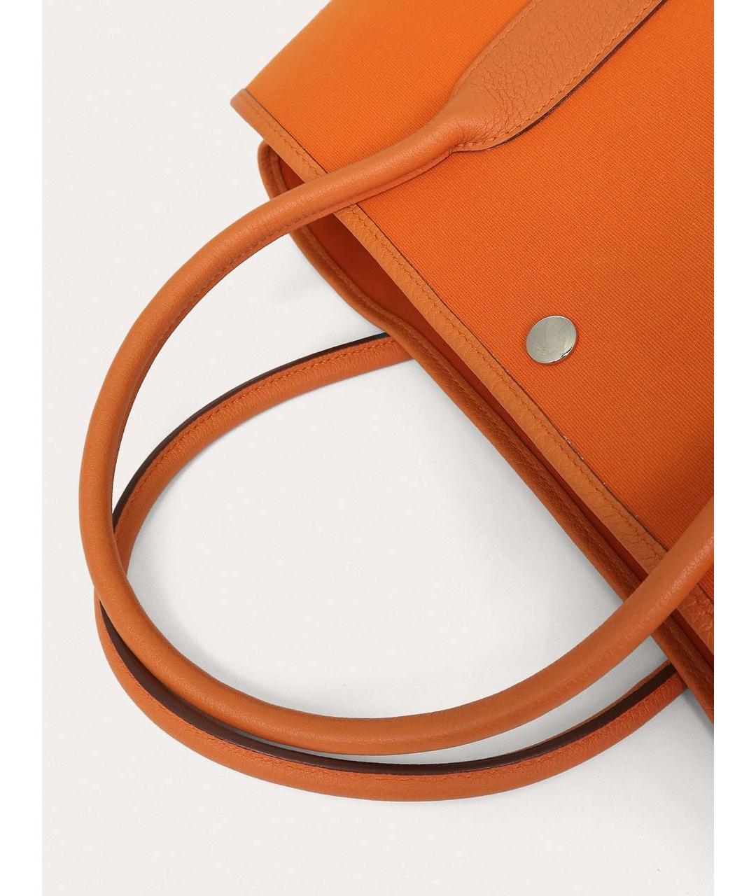 HERMES Оранжевая тканевая сумка тоут, фото 6