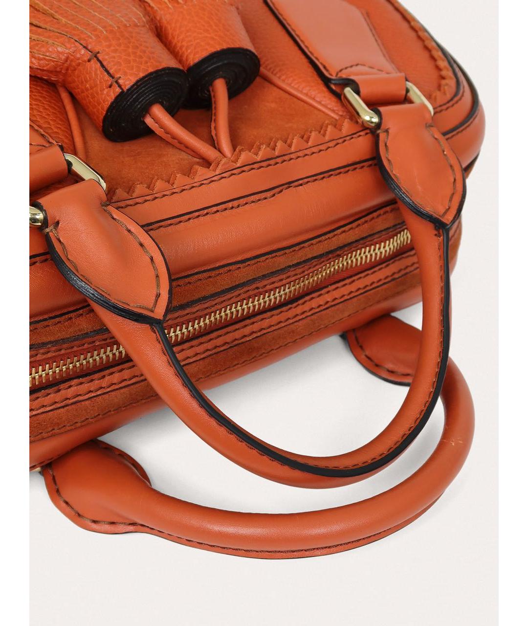 BURBERRY Оранжевая кожаная сумка с короткими ручками, фото 5