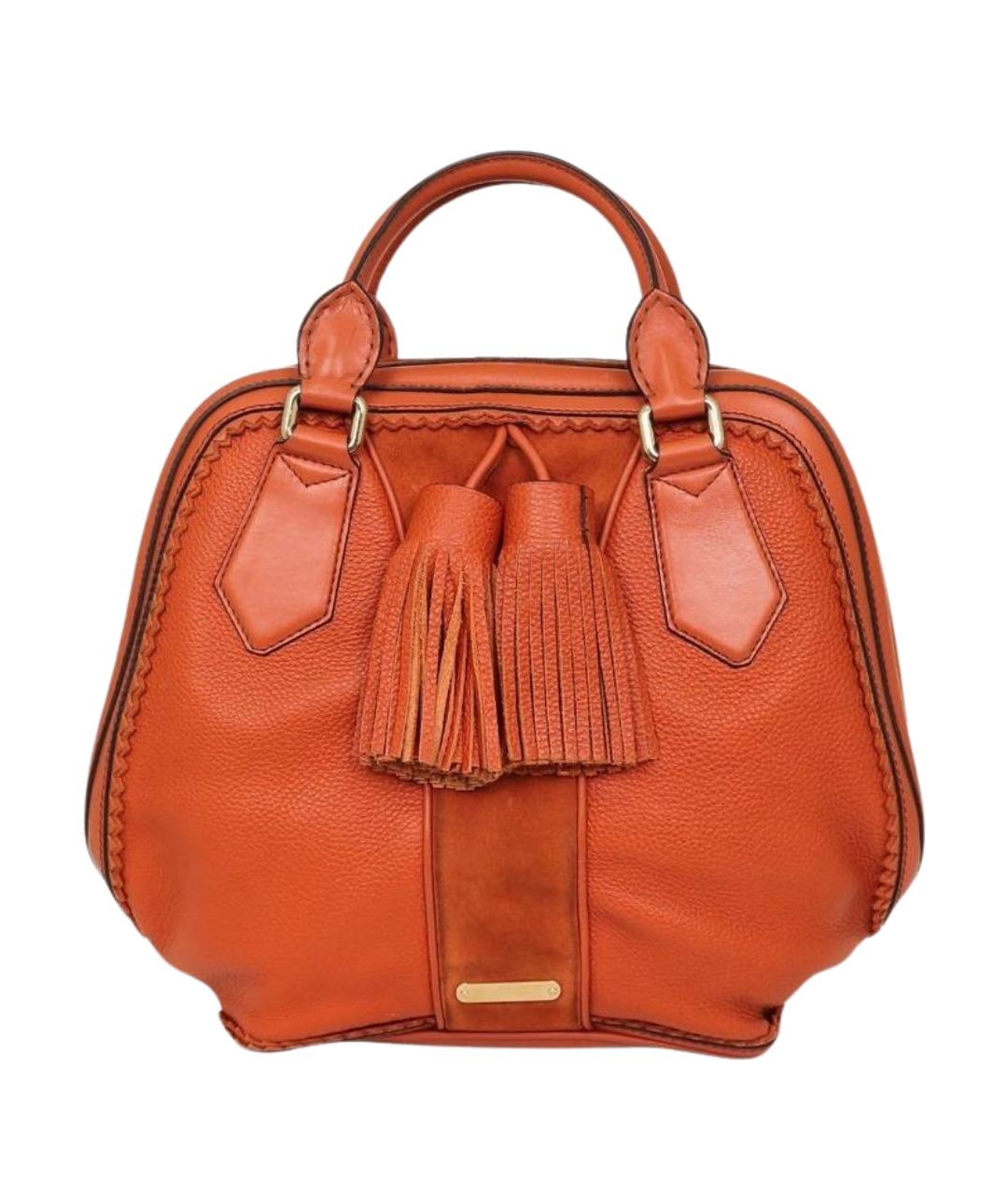 BURBERRY Оранжевая кожаная сумка с короткими ручками, фото 1