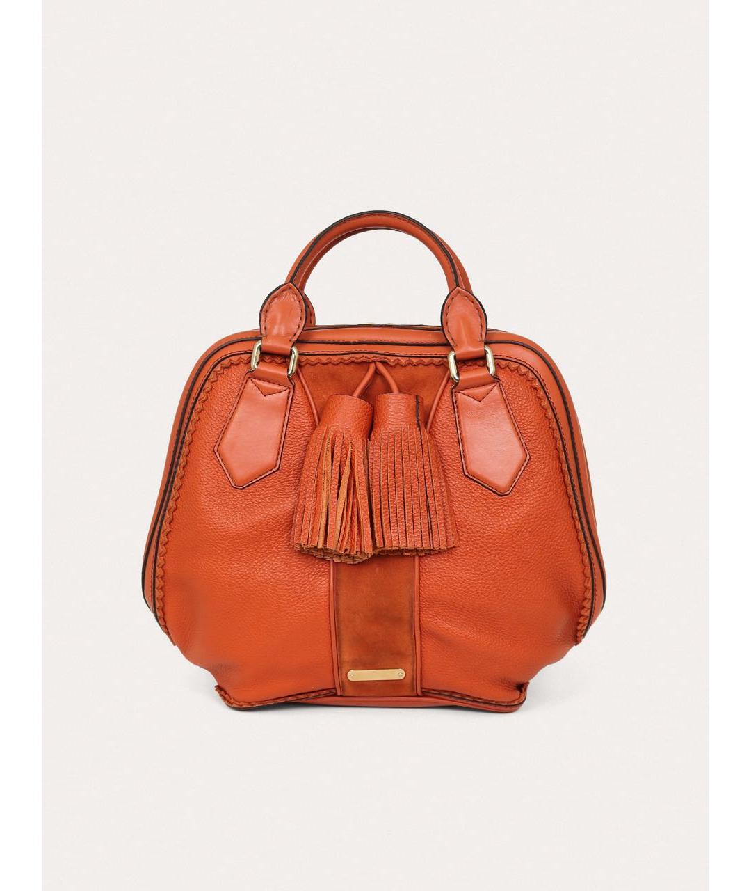 BURBERRY Оранжевая кожаная сумка с короткими ручками, фото 9