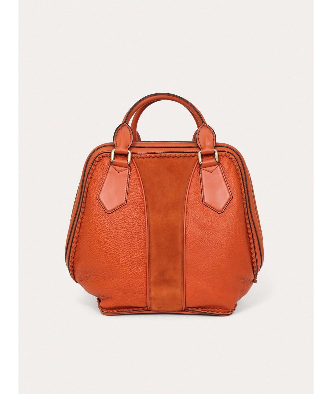 BURBERRY Оранжевая кожаная сумка с короткими ручками, фото 3