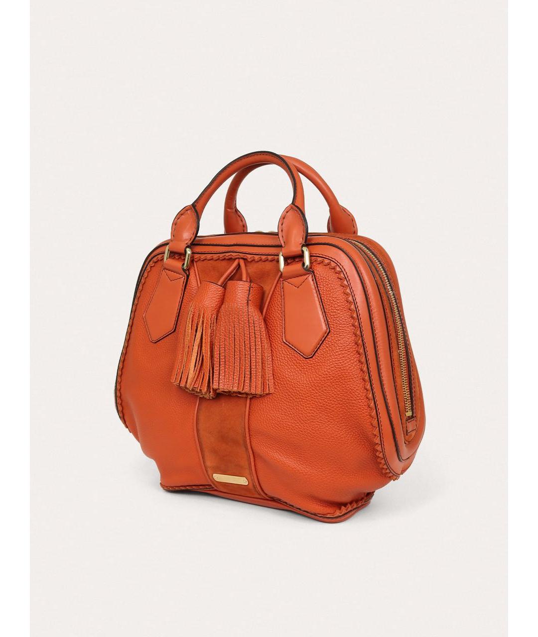 BURBERRY Оранжевая кожаная сумка с короткими ручками, фото 2