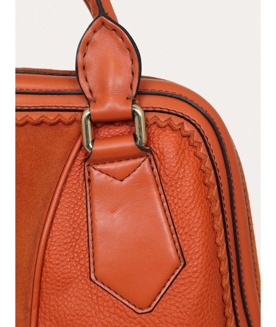 BURBERRY Оранжевая кожаная сумка с короткими ручками, фото 7