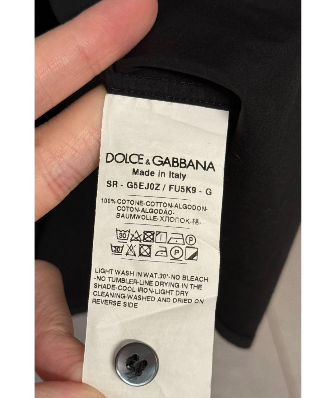 DOLCE&GABBANA Черная хлопковая классическая рубашка, фото 5