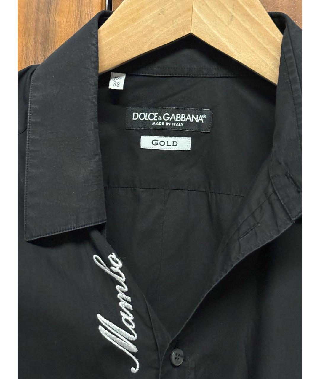 DOLCE&GABBANA Черная хлопковая классическая рубашка, фото 3
