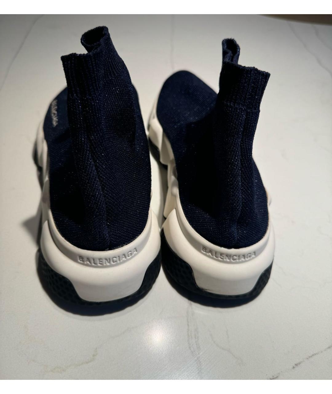 BALENCIAGA Темно-синие текстильные кеды, фото 4